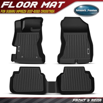 3Pcs Front & Rear Black Floor Mats Liners for Subaru Impreza 2017-2023 Crosstrek