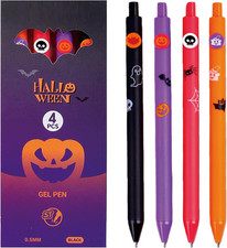 4 Pcs Cute Gel Ink Pens Halloween Retractable Pens Funny Cartoon Pen 0.5Mm Smoot