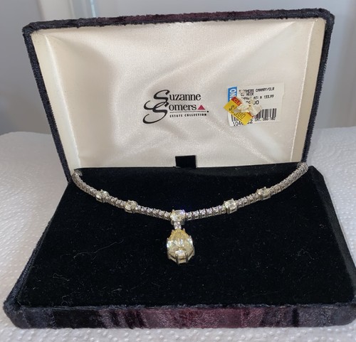 Signed, Suzanne Somers CZ Cubic Zirconia Canary Yellow/Clear Stones Necklace - Picture 15 of 18