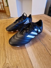 Adidas Black And White Football Boots Moulded Junior Size UK 13