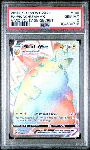 Pikachu Vmax 188/185 Secret Vivid Voltage Pokemon PSA 10 *716