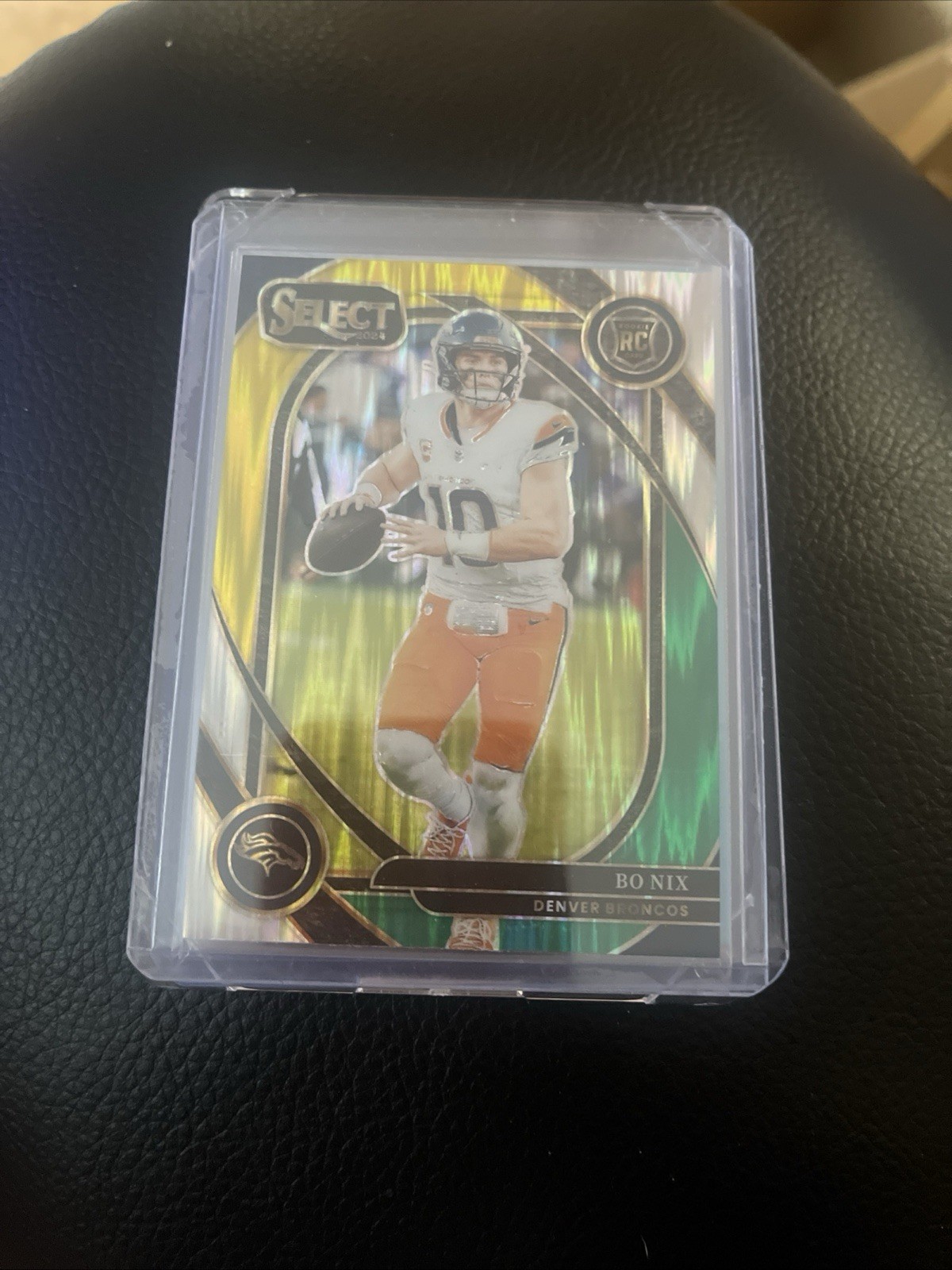 2024 Panini Select - Club Level Bo Nix #221 Green & Yellow Shock Prizm (RC)