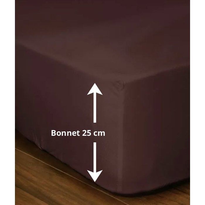 Drap-housse LOVELY HOME LH71600 marron pour lit de taille 140x190 cm avec bonnet 25cm