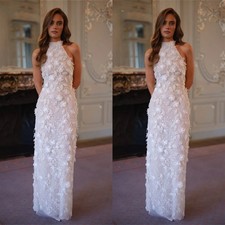 Mermaid Halter Neck Wedding Dress Sleeveless Lace-Up Floor-Length Bridal Gown