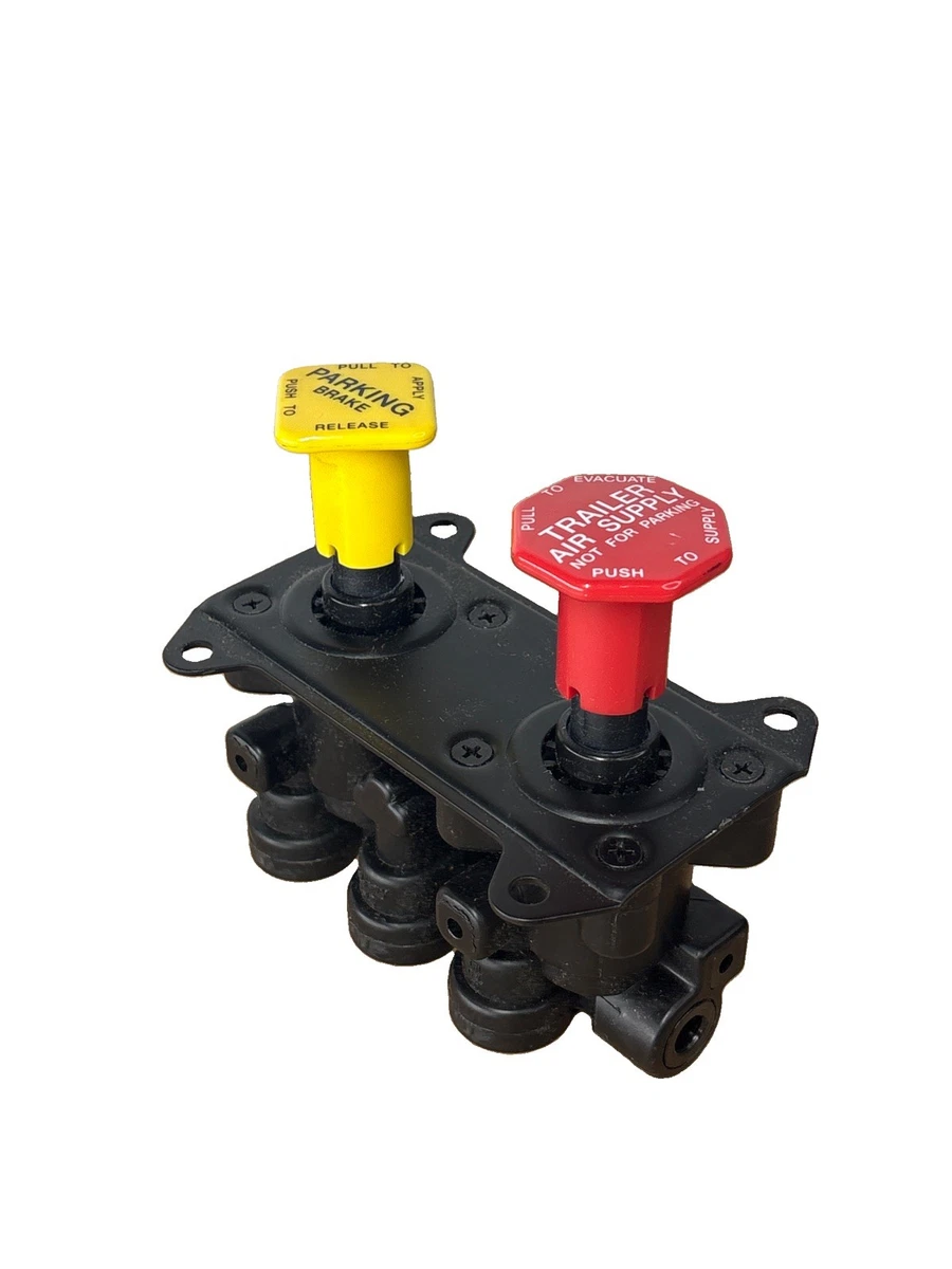 Dual Air Brake Dash Control Valve Red Yellow Parking Brake Trailer Supply Valve photo 4