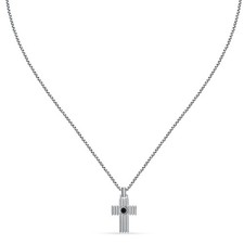 Collana Morellato Urban Uomo Silver con Croce e Cristalli Neri (SABH28)