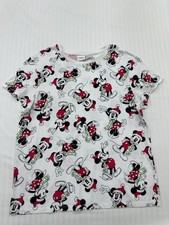 Disney Girls White Mickey Minnie Graphic T-Shirt Size 10/12