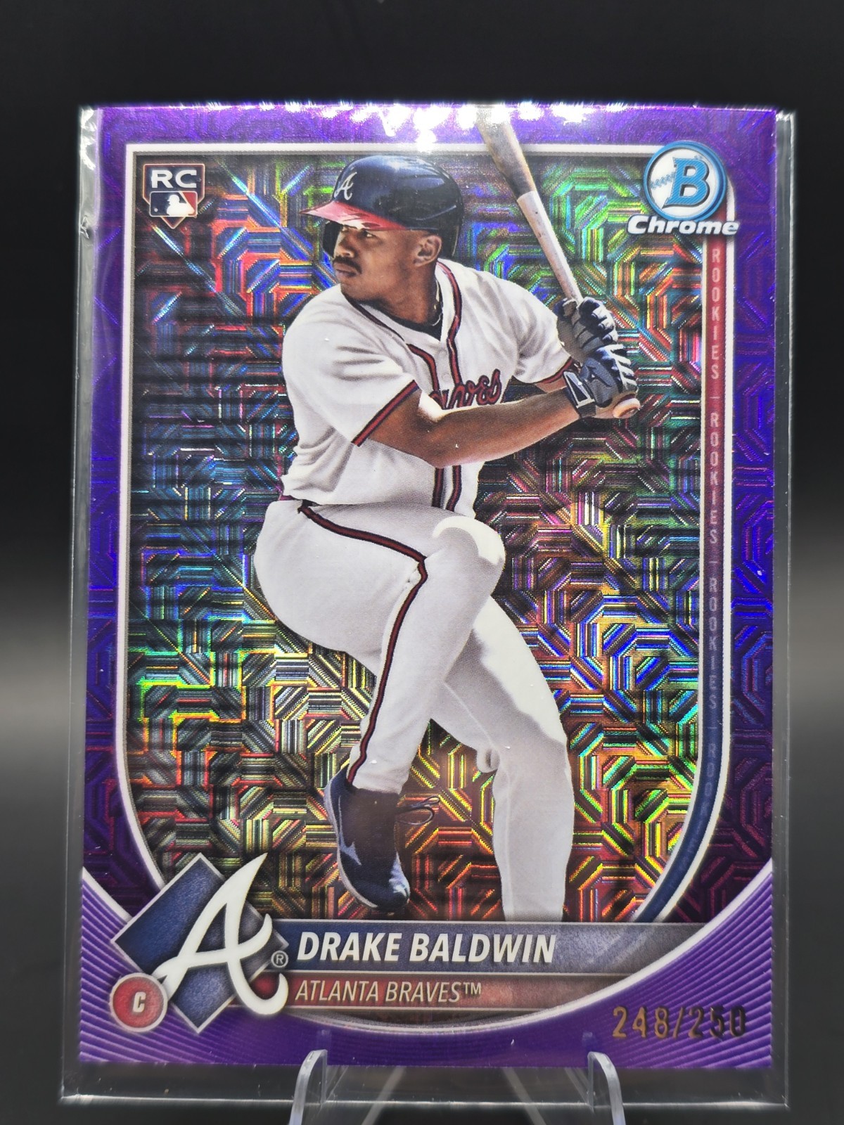 2025 Bowman Chrome Purple Geometric Refractor Drake Baldwin RC #75 /250 Braves