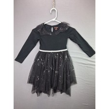 Cat  Jack Tutu Dress Girls S 6/6X Black Sequin Glitter Tulle Long Sleeve