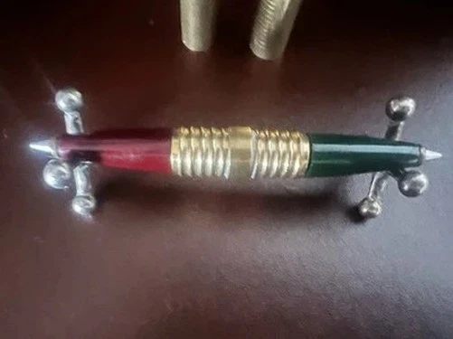 🔴 Bolígrafo Doble Cara Rojo Verde EE. UU. De Colección Metal Dorado Foto 3 de 4