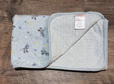 DISNEY BABY Mickey Mouse Cotton Blend Reversible Knit BABY BLANKET 29" x 32"