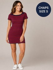 New Without Tags | Chaps | Sz S | Red Navy Striped Bodycon Dress