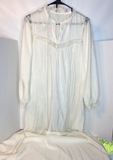 Vintage Ivory Silky Nylon Lace Trim Nightgown Size Small