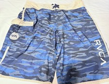 RVCA 30 Mens Board SHorts Tie Waist Balance Blue Camo