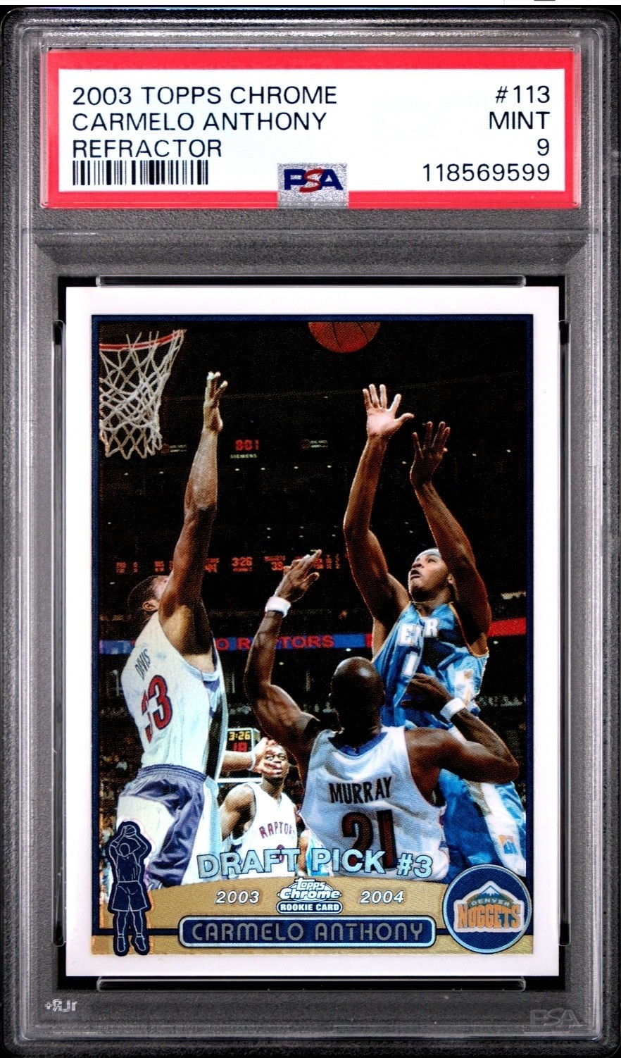 2003 Topps Chrome Refractor #113 Carmelo Anthony Rookie RC PSA 9