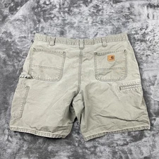 VTG Y2K Carhartt Canvas Carpenter Shorts B144 LBR SIZE 38 Original Fit Faded