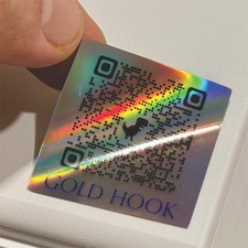 Custom QR Code Holographic Stickers For Business Waterproof Vinyl 1.5-5 Inch Qty