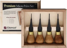 Flexcut Premium Micro-Palm Set Features Broad Short Knob Wood Handle - FRP804