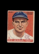 1933 Goudey Big League Chewing Gum R319 Heinie Manush #187 Poor/Fair Condition