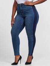 Fashion To Figure Piped Raw Hem Skinny Jeans Dark Wash Size 16 NWT