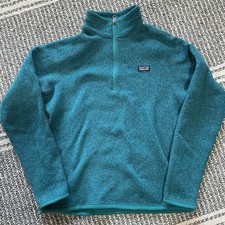 Patagonia Youth Size XXL 16-18 Jacket Pullover 1/4 Zip Teal Fleece Arm Pocket