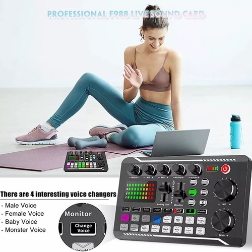 1set F998 Sound Card Multi-function Audio Mixer For Live Steaming For Podcasts - Picture 16 of 19