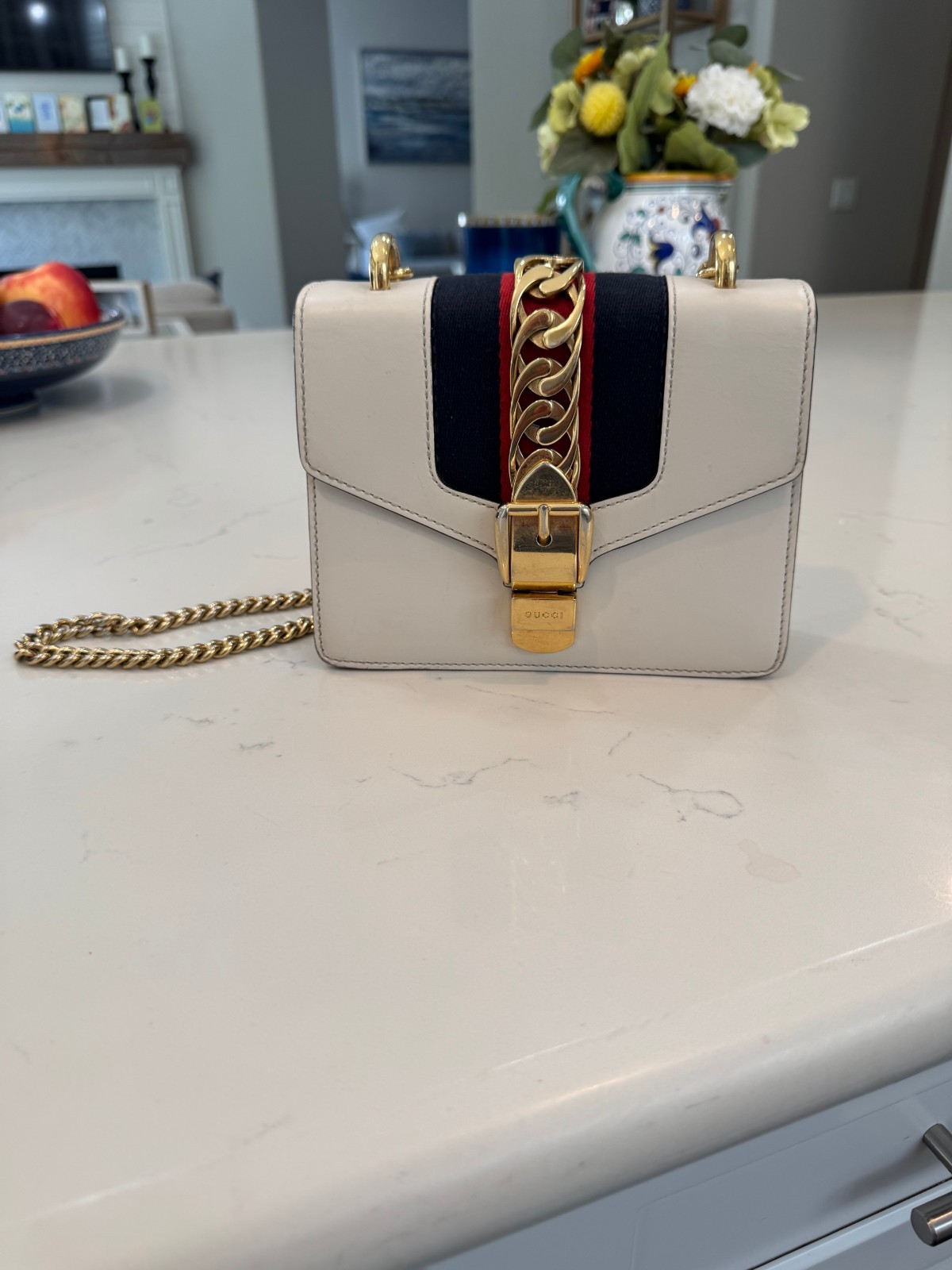 Gucci Sylvie Ivory White Crossbody Bag with 2 Leather Straps