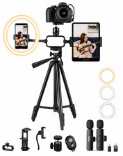 50-Inch Tripod Stand, Phone Tablet Mount, 10-Inch LED Ring Light Vlogging Kit