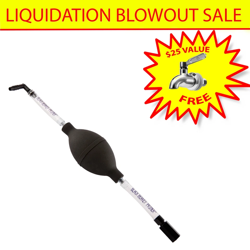 Black Berkey Primer for Berkey Water Filters Elements with Free Metal Spigot