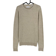 JACK JONES Mens Beige Knit Crew Neck Sweater Jumper Size XS