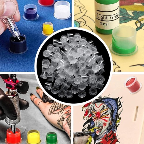 1000 Pcs Tattoo Ink Pigment Cups Tattoo Ink Caps Flat Bottom NEW - Bild 3 von 9