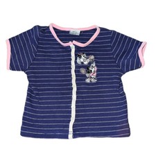 Rare Vintage Mickey  Co Purple Short Sleeve Striped T Shirt Size 3-4T Buttons