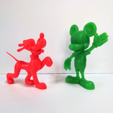Disney Louis Marx Green 6" Tall Mickey Mouse Red Pluto 1971 Plastic Figures