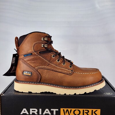 Size 8 - ARIAT Rebar Wegde Moc Toe H2O - Antique Brown - Womens - 10053718