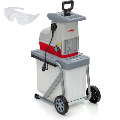 IKRA Elektro Leise Garten Walzenhäcksler ILH 3000 A 60L Box Stopfer Schutzbrille