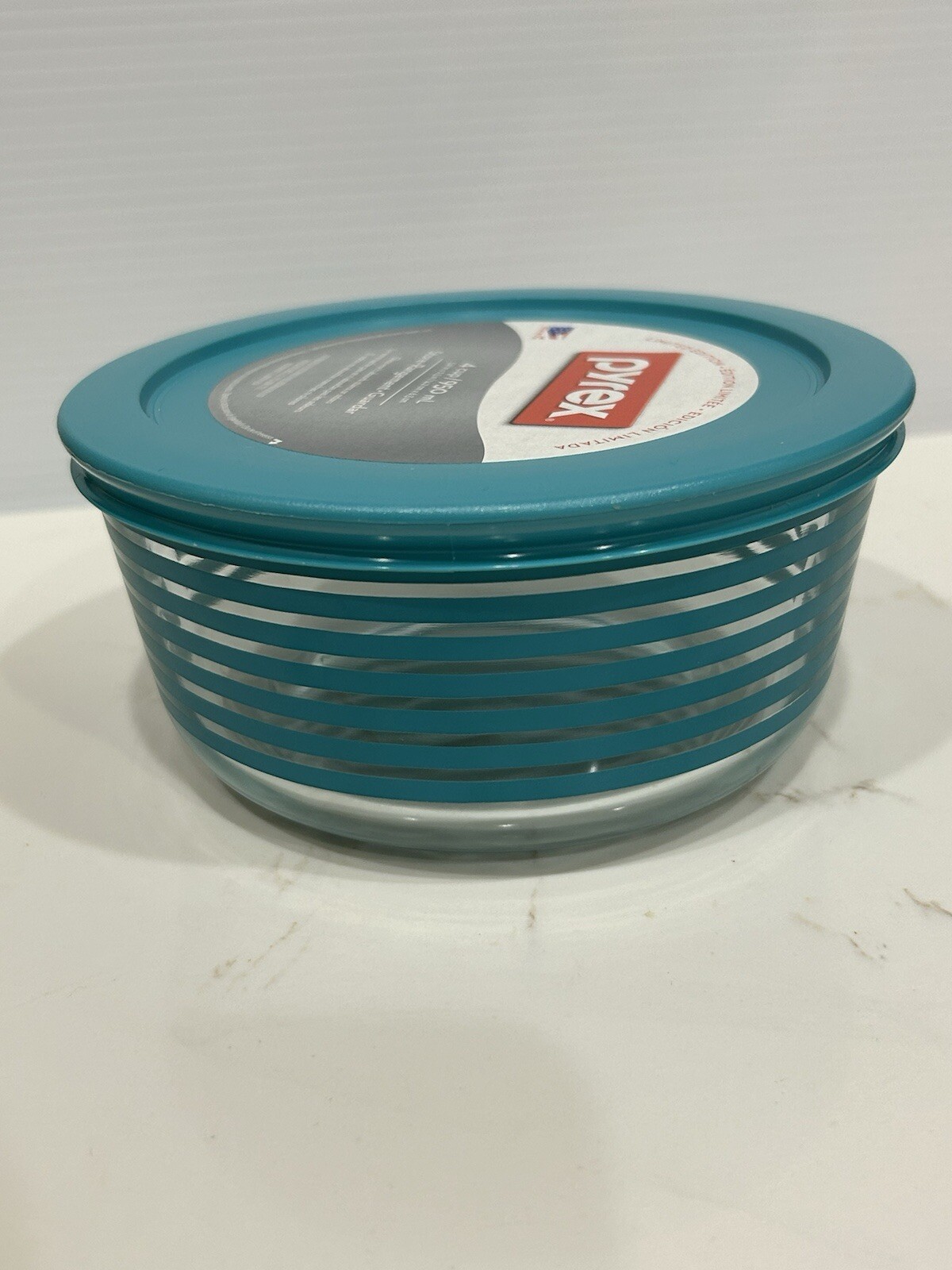 Pyrex Striped Glass Storage Containers Bowls Teal Green 4 Cup 1 Qt | eBay