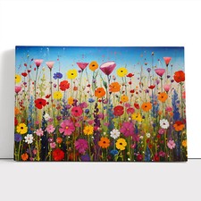Wildflowers Floral Colour Field Framed Canvas Wall Art Print Framed Picture