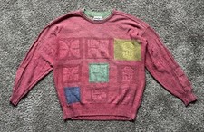 Vintage 90's CARLO COLUCCI Pink Knit Sweater Protect Animals Print Size 50