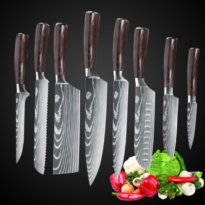 Professional Kitchen Knives Set Japanese Chef's Knife Traditional Damascus Knife