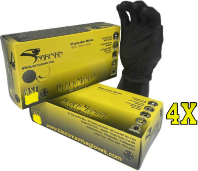 4x Black Mamba Snakeskin Tough Nitrile Work Gloves XL like Gator