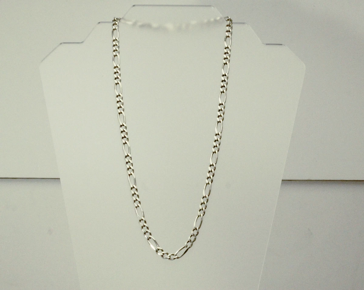 925 Sterling Silver 21 Inch Men s Figaro Chain Necklace 23.3 Grams