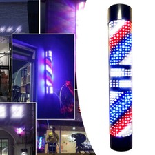 Barber Shop LED Red White Blue Stripes Pole Rotating Wall Light Hair Salon Sign