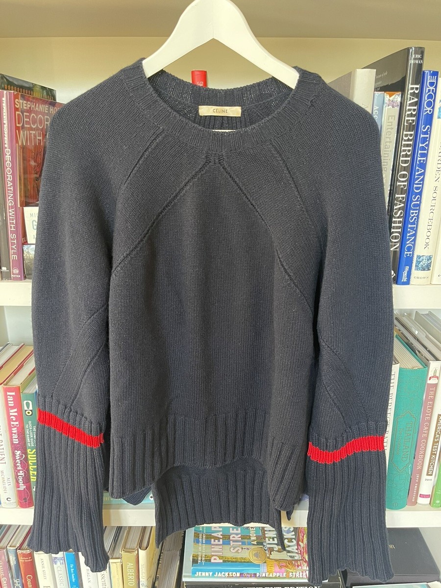 Old Celine Iconic Phoebe Philo Chunky Sweater Navy Red
