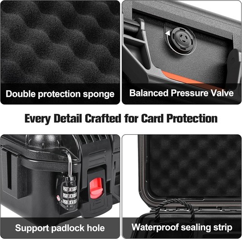 Graded Card Case Storage Box, Trading Card Waterproof Hard Case w 9 Dividers Top - Picture 7 of 10