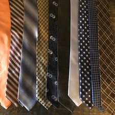 Set of 10 DKNY Mens Ties Solids Checkered Striped Multicolor Neckties