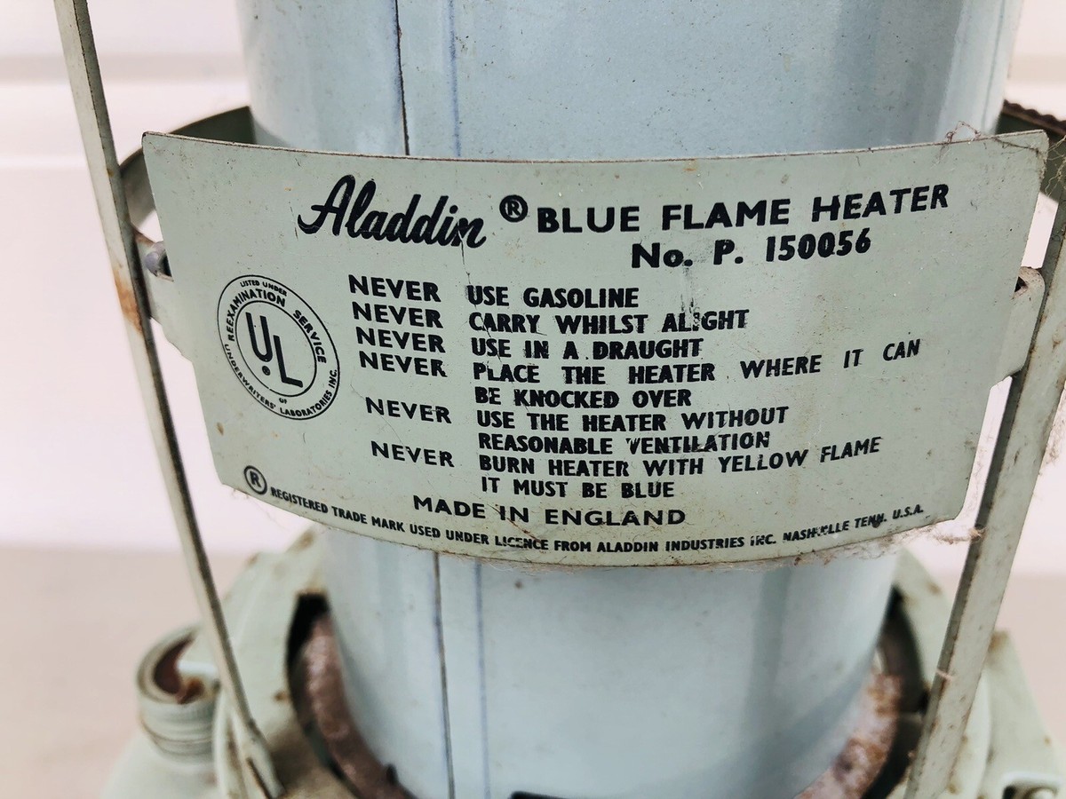 Vintage Aladdin Blue Flame Heater Made in England Cabin No. P