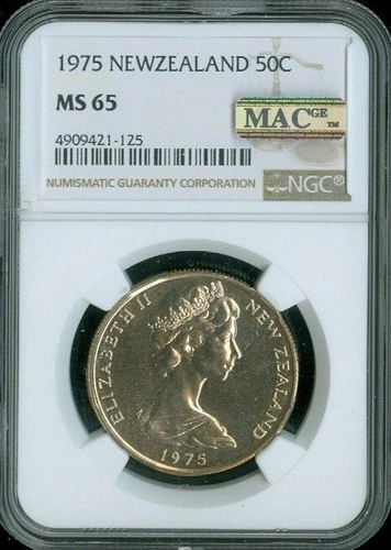 1975 New Zealand 50 Cents 50C NGC MS65 MAC Quality