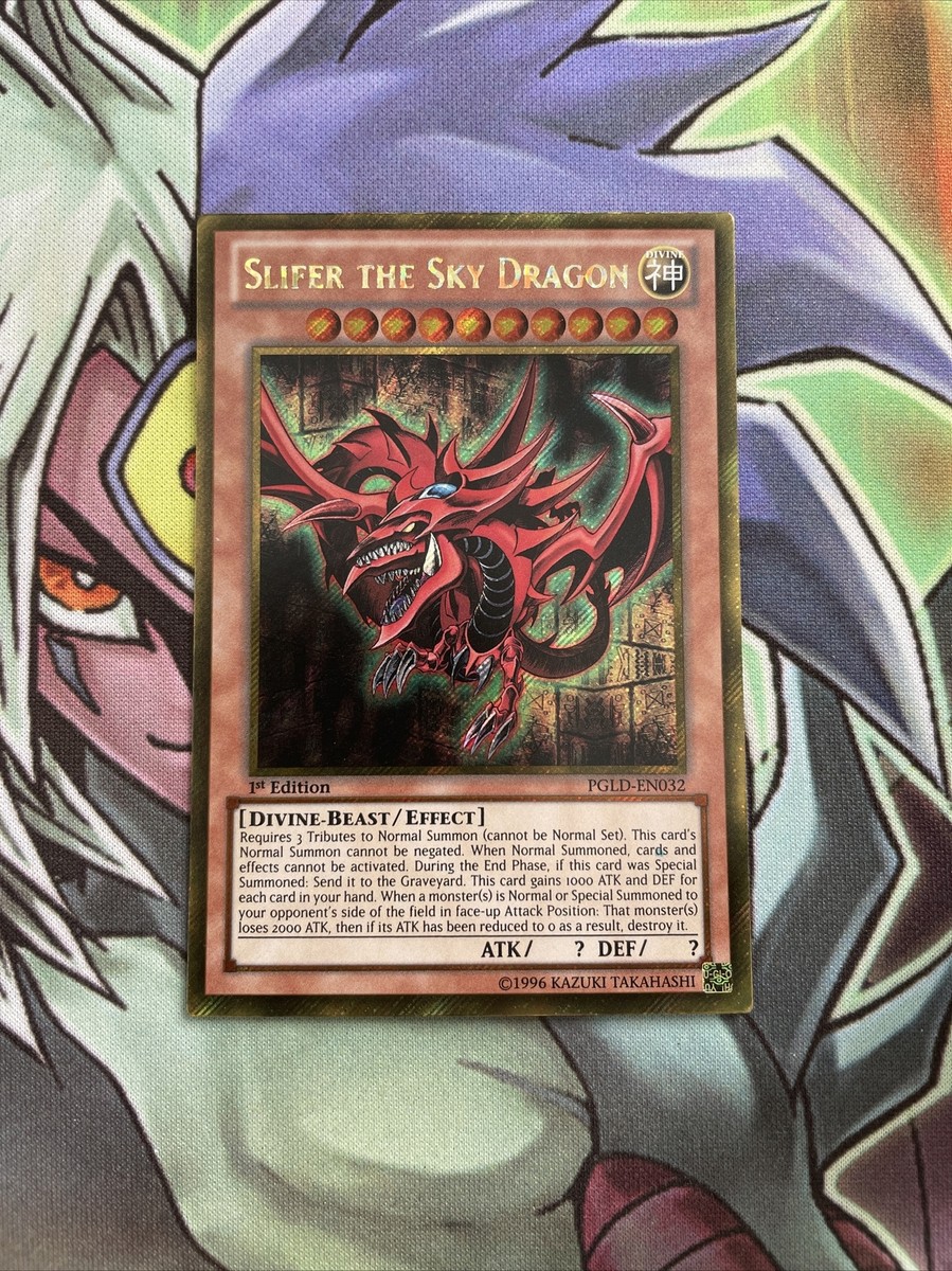 PGLD-EN032 Slifer The Sky Dragon Gold Secret Rare 1st Edition NM Yugioh  Card