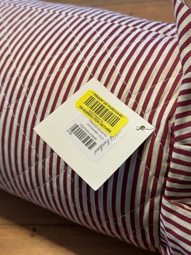 Noble Excellence White Red Striped Cotton Decorative Bolster Pillow - 7" x 18" - Picture 10 of 10