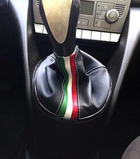 CUFFIA CAMBIO MARCE adatta a LANCIA YPSILON Y VERA PELLE NERA con TRICOLORE